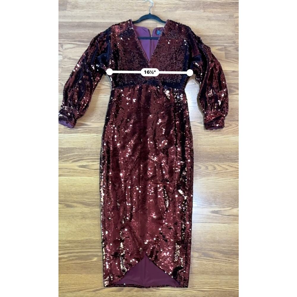 Ted Baker Emmalee Sequin Dress Burgundy Party Glam Chic Size 2 US 6 - Picture 6 of 14